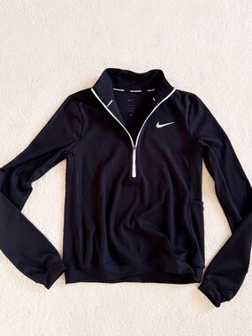 NEW✨ $80 NIKE ELEMENT BLACK RIBBED HALF ZIP TOP XS RUNNING GOLF TENNIS VICTORY